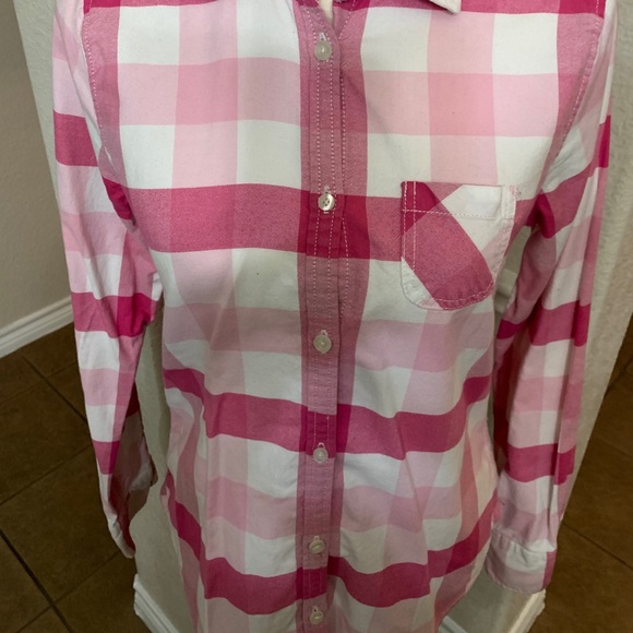 American Eagle Outfitters Pink/white plaid shirt - Picture 6 of 13